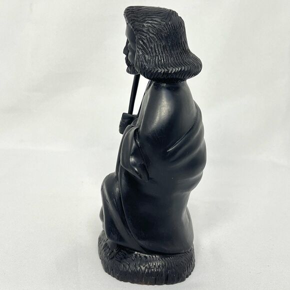 Vintage Hand Carved Ebonized Wood Kneeling ST JOSEPH / SAINT Statue 6.5" Figure - Picture 3 of 12
